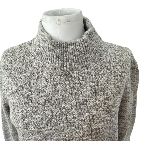 LL Bean Signature Mock Neck Sweater Two Toned Tan Cotton Linen Curved Hem M - Picture 10 of 10